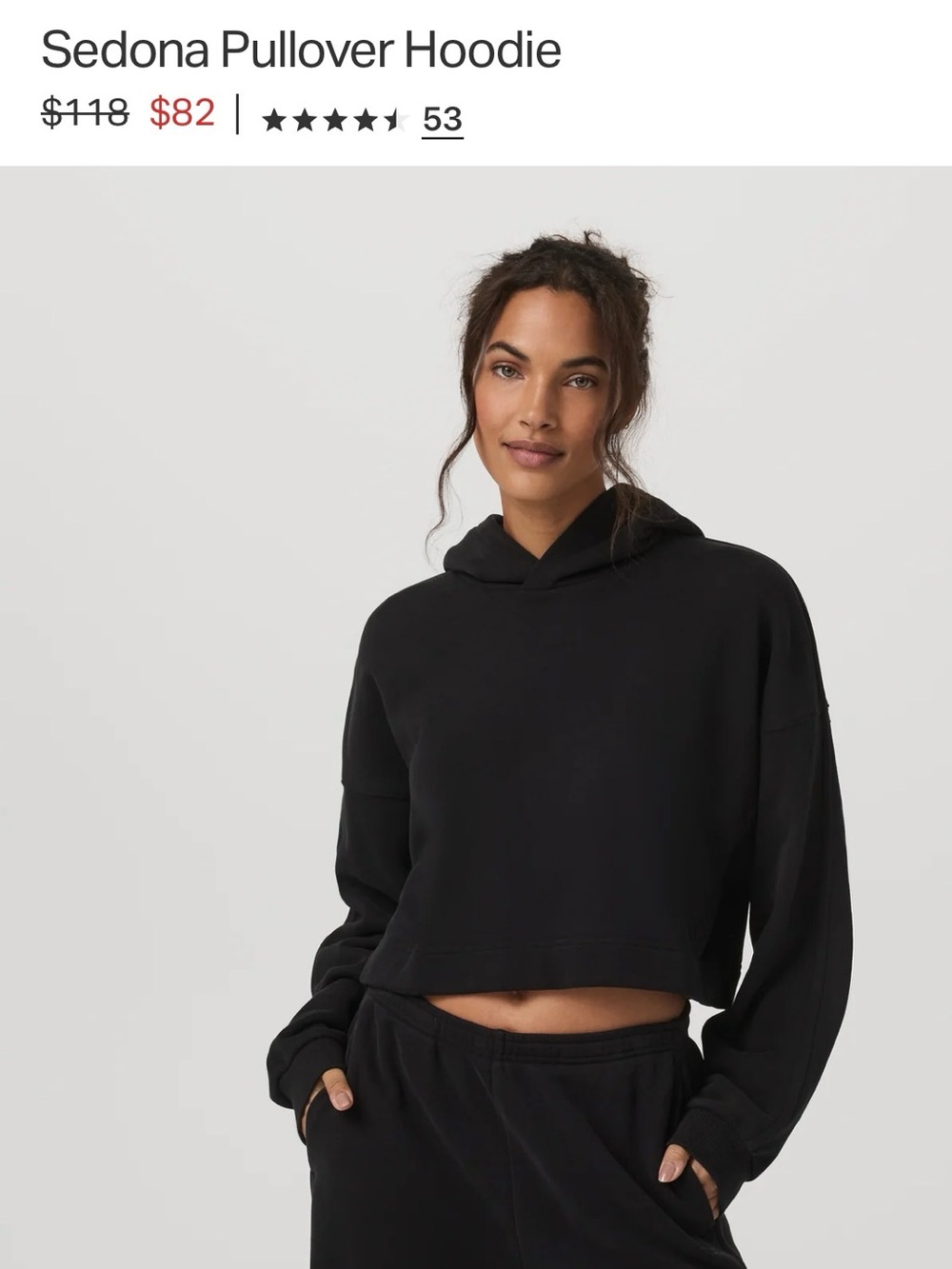 Vuori Sedona Cropped Hoodie in Black